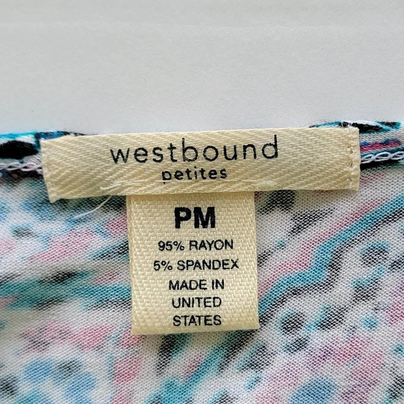 Westbound 3/4 Sleeve Tunic Blouse Asymmetrical Multicolor Womans PM - Picture 8 of 9
